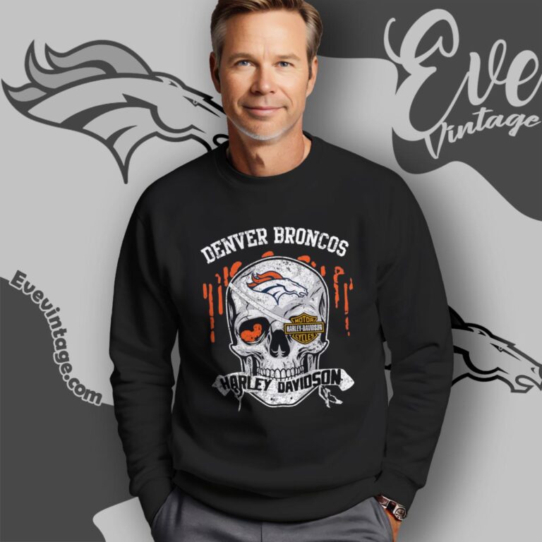 Denver Broncos Harley Davidson Skull Shirt Sweatshirt Denver Broncos Harley Davidson Skull Shirt Sweatshirt