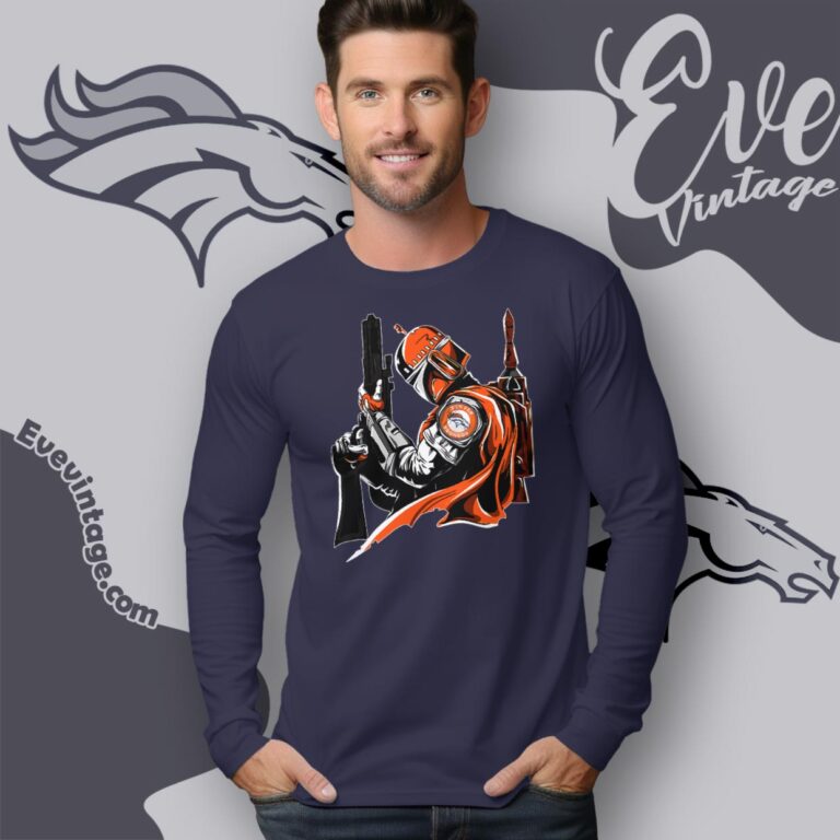Denver Broncos Mandalorian Star Wars Shirt Long Sleeve Tee Denver Broncos Mandalorian Star Wars Shirt Long Sleeve Tee