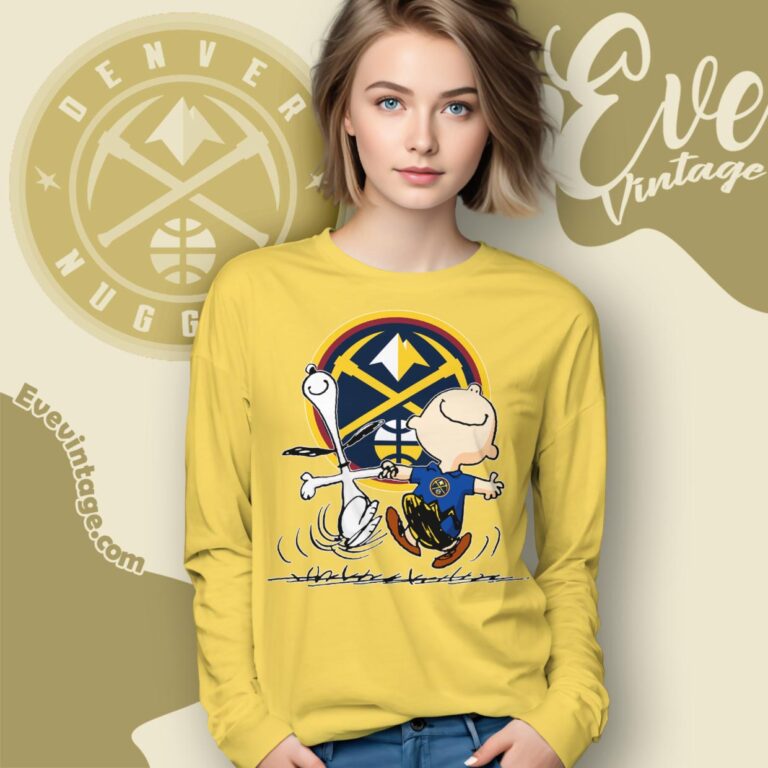 Denver Nuggets Charlie Brown Snoopy Happy Dancing Shirt Long Sleeve Tee Denver Nuggets Charlie Brown Snoopy Happy Dancing Shirt Long Sleeve Tee