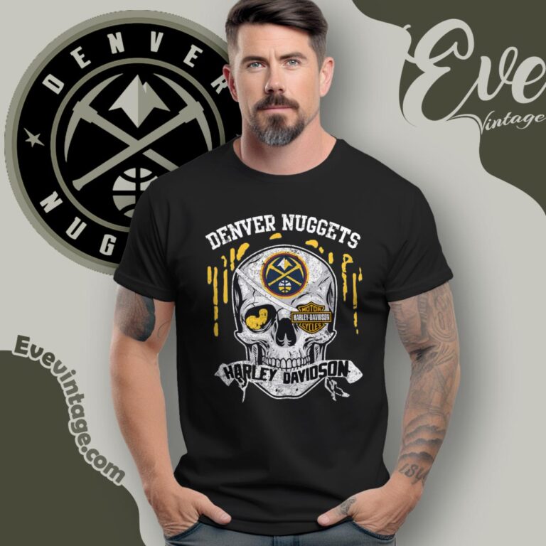 Denver Nuggets Harley Davidson Skull T Shirt Denver Nuggets Harley Davidson Skull T Shirt