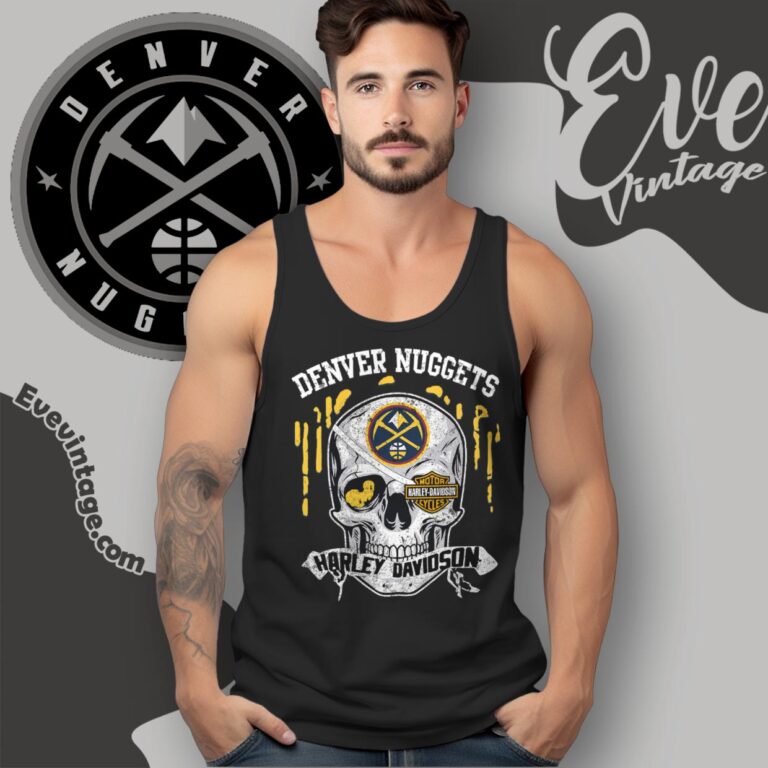 Denver Nuggets Harley Davidson Skull Tank Top Racerback Denver Nuggets Harley Davidson Skull Tank Top Racerback