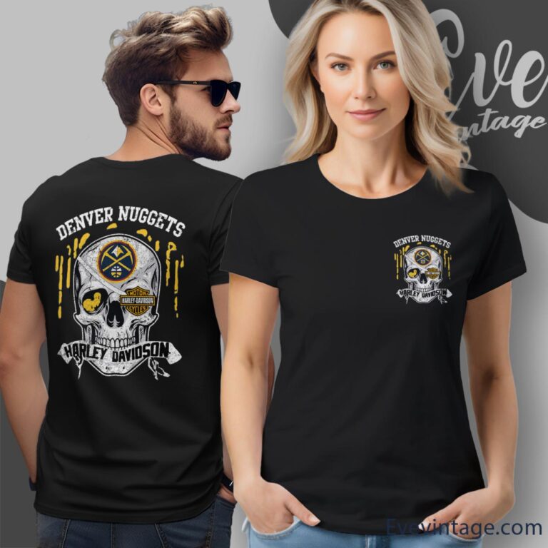 Denver Nuggets Harley Davidson Skull Women T Shirt Denver Nuggets Harley Davidson Skull Women T Shirt