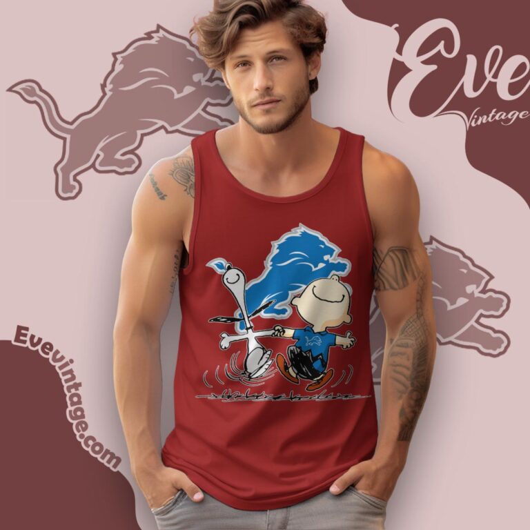 Detroit Lions Charlie Brown Snoopy Happy Dancing Shirt Tank Top Racerback Detroit Lions Charlie Brown Snoopy Happy Dancing Shirt Tank Top Racerback