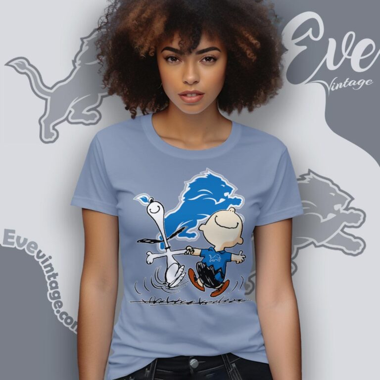 Detroit Lions Charlie Brown Snoopy Happy Dancing Shirt Women T Shirt Detroit Lions Charlie Brown Snoopy Happy Dancing Shirt Women T Shirt