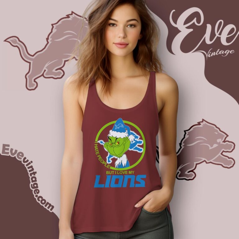 Detroit Lions Christmas Grinch Shirt I Hate People But I Love My Lions Tank Top Racerback Detroit Lions Christmas Grinch Shirt I Hate People But I Love My Lions Tank Top Racerback