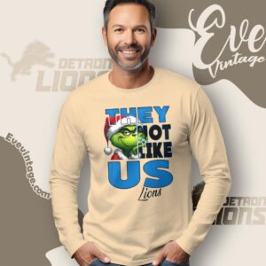 Detroit Lions Grinch Shirt They Not Like Us Lionmas Christmas Tee Long Sleeve Tee