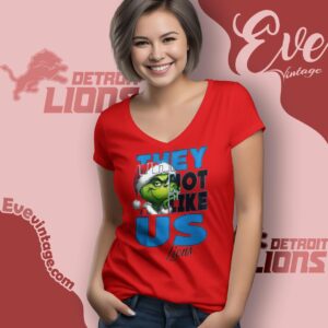 Detroit Lions Grinch Shirt They Not Like Us Lionmas Christmas Tee V Neck TShirt