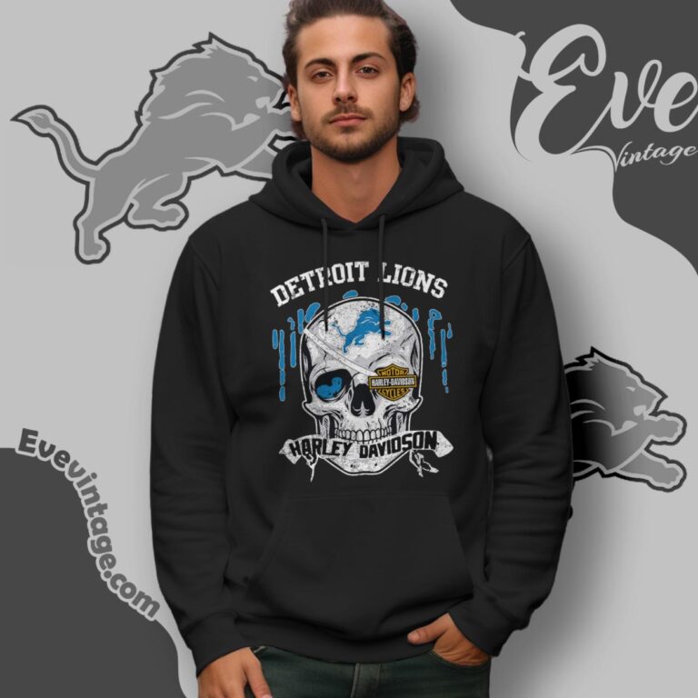 Detroit Lions Harley Davidson Skull Shirt Hoodie Detroit Lions Harley Davidson Skull Shirt Hoodie
