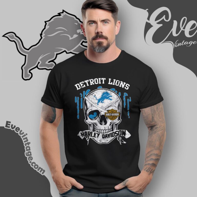 Detroit Lions Harley Davidson Skull Shirt T Shirt Detroit Lions Harley Davidson Skull Shirt T Shirt