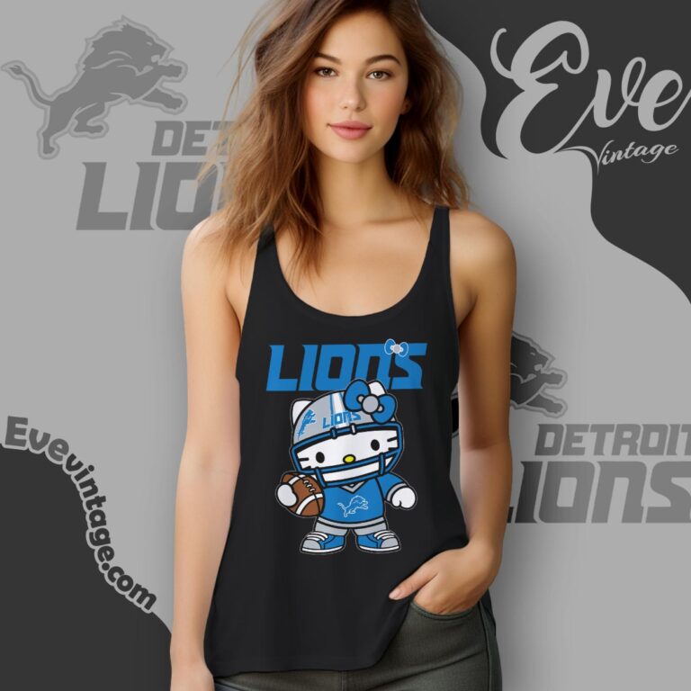 Detroit Lions Hello Kitty Tank Top Racerback Detroit Lions Hello Kitty Tank Top Racerback
