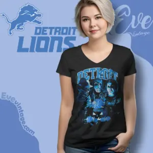 Detroit Lions Horror Halloween V Neck TShirt