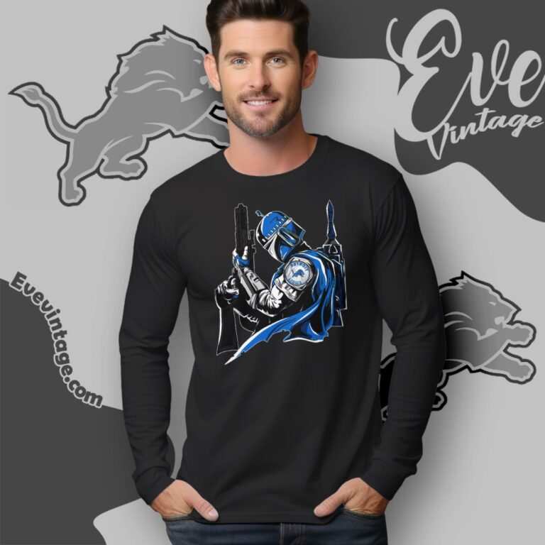 Detroit Lions Mandalorian Star Wars Shirt Long Sleeve Tee Detroit Lions Mandalorian Star Wars Shirt Long Sleeve Tee