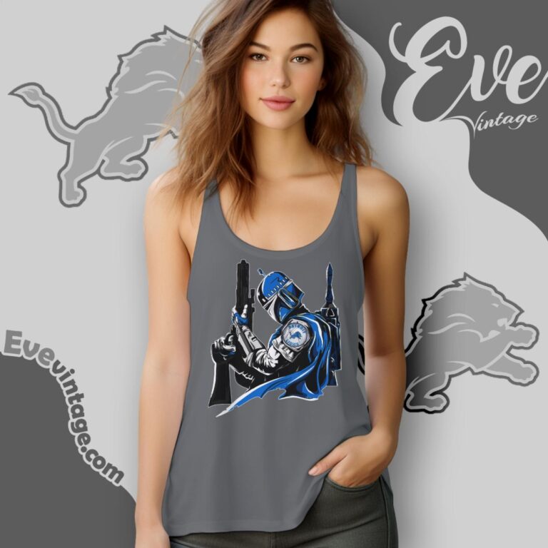 Detroit Lions Mandalorian Star Wars Shirt Tank Top Racerback Detroit Lions Mandalorian Star Wars Shirt Tank Top Racerback