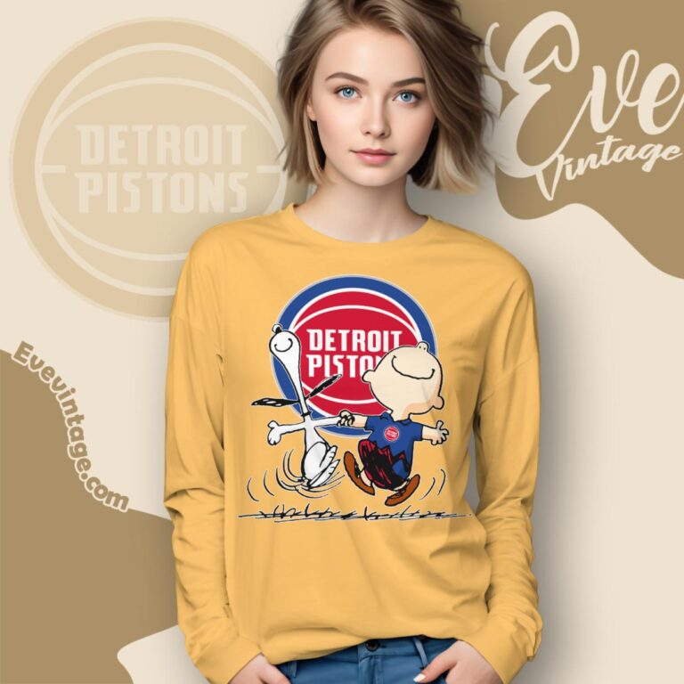 Detroit Pistons Charlie Brown Snoopy Happy Dancing Shirt Long Sleeve Tee Detroit Pistons Charlie Brown Snoopy Happy Dancing Shirt Long Sleeve Tee