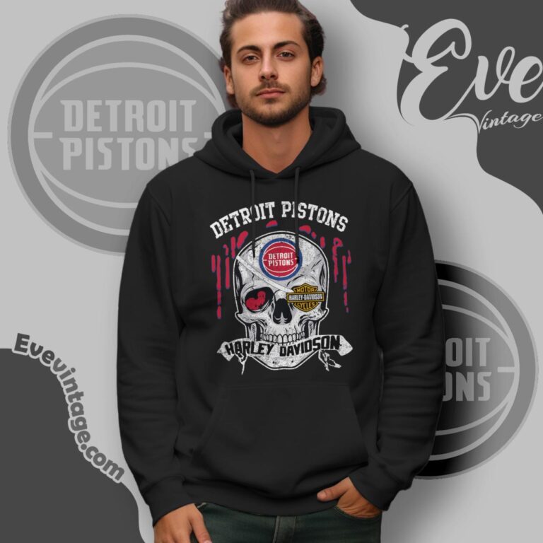 Detroit Pistons Harley Davidson Skull Hoodie Detroit Pistons Harley Davidson Skull Hoodie