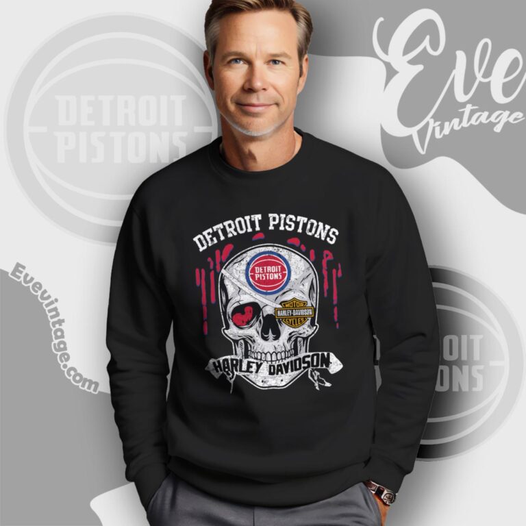 Detroit Pistons Harley Davidson Skull Sweatshirt Detroit Pistons Harley Davidson Skull Sweatshirt