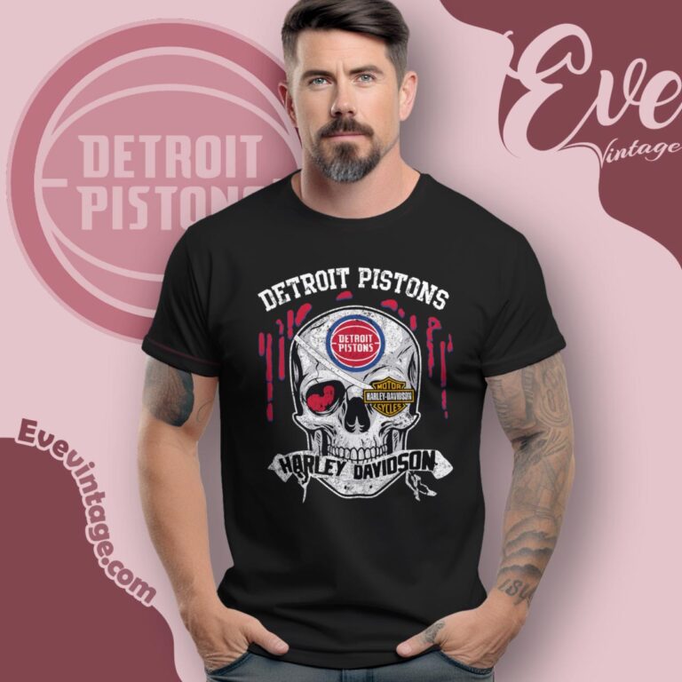 Detroit Pistons Harley Davidson Skull T Shirt Detroit Pistons Harley Davidson Skull T Shirt