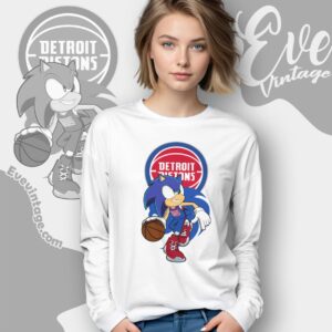 Detroit Pistons Sonic The Hedgehog Shirt Long Sleeve Tee