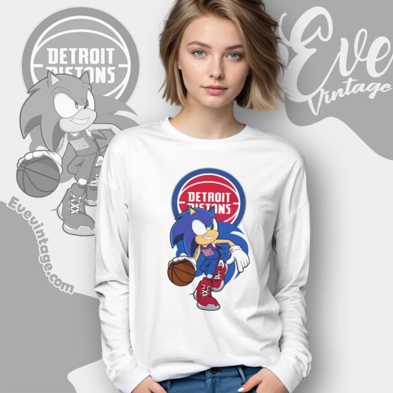 Detroit Pistons Sonic The Hedgehog Shirt Long Sleeve Tee Detroit Pistons Sonic The Hedgehog Shirt Long Sleeve Tee