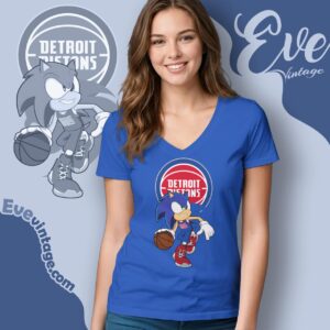 Detroit Pistons Sonic The Hedgehog Shirt V Neck TShirt