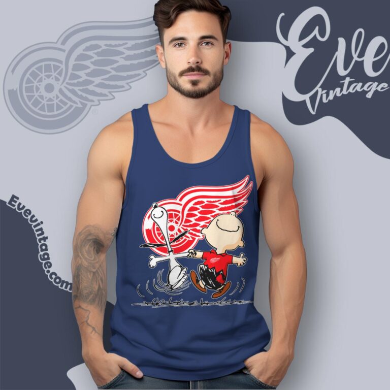 Detroit Red Wings Charlie Brown Snoopy Happy Dancing Shirt Tank Top Racerback Detroit Red Wings Charlie Brown Snoopy Happy Dancing Shirt Tank Top Racerback