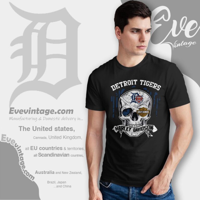 Detroit Tigers Harley Davidson Skull Shirt T Shirt Detroit Tigers Harley Davidson Skull Shirt T Shirt