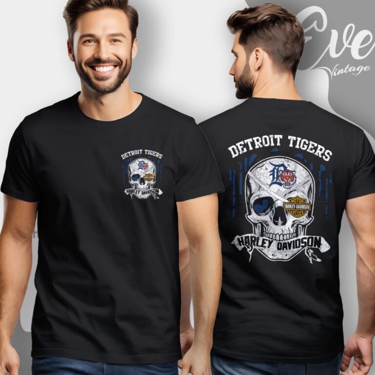Detroit Tigers Harley Davidson Skull Shirt Women T Shirt Detroit Tigers Harley Davidson Skull Shirt Women T Shirt