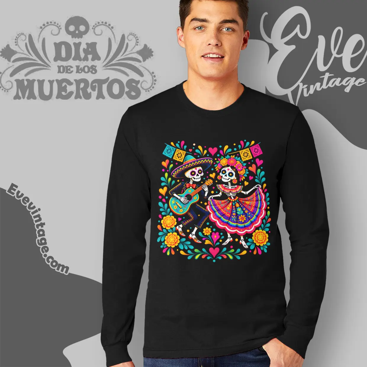Dia De Los Muertos Shirt Dancing Skeleton Mexican Day Long Sleeve Tee Dia De Los Muertos Shirt Dancing Skeleton Mexican Day Long Sleeve Tee