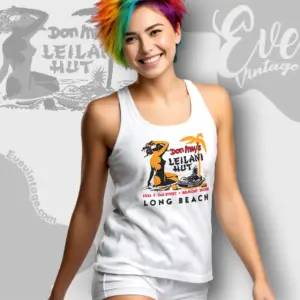 Don Mays Leilani Hut Shirt Belmont Shore Ca Tiki Bar Tank Top Racerback