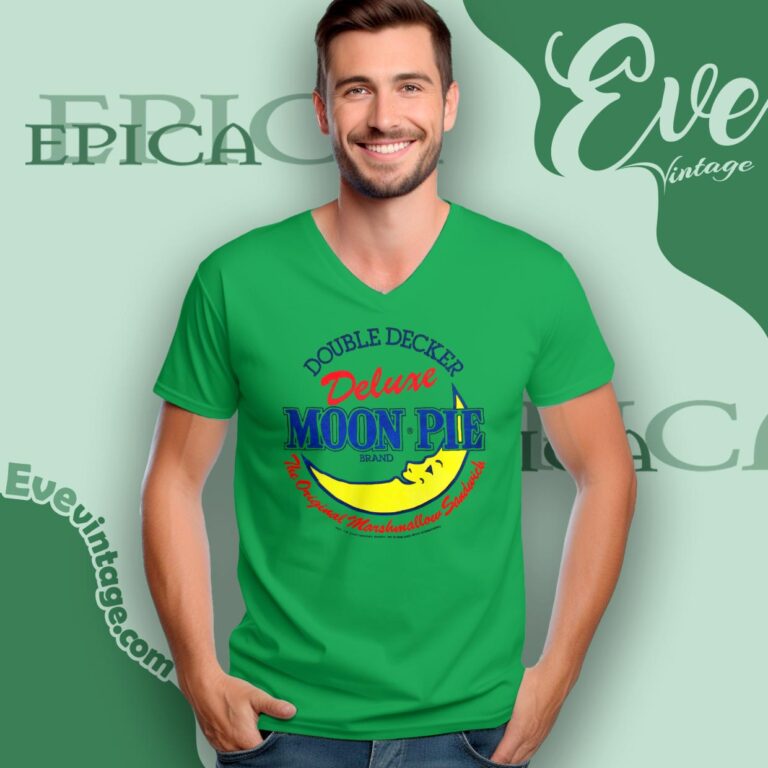Double Decker Deluxe Moon Pie Brand Shirt V Neck TShirt Double Decker Deluxe Moon Pie Brand Shirt V Neck TShirt