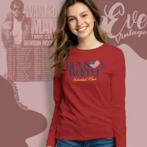 Double Sided Benson Boone Wanted Man Tour 2026 Long Sleeve Tee