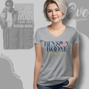 Double Sided Benson Boone Wanted Man Tour 2026 V Neck TShirt