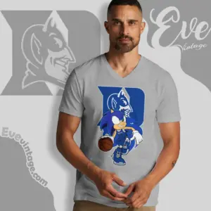Duke Blue Devils Sonic The Hedgehog Basketball V Neck TShirt