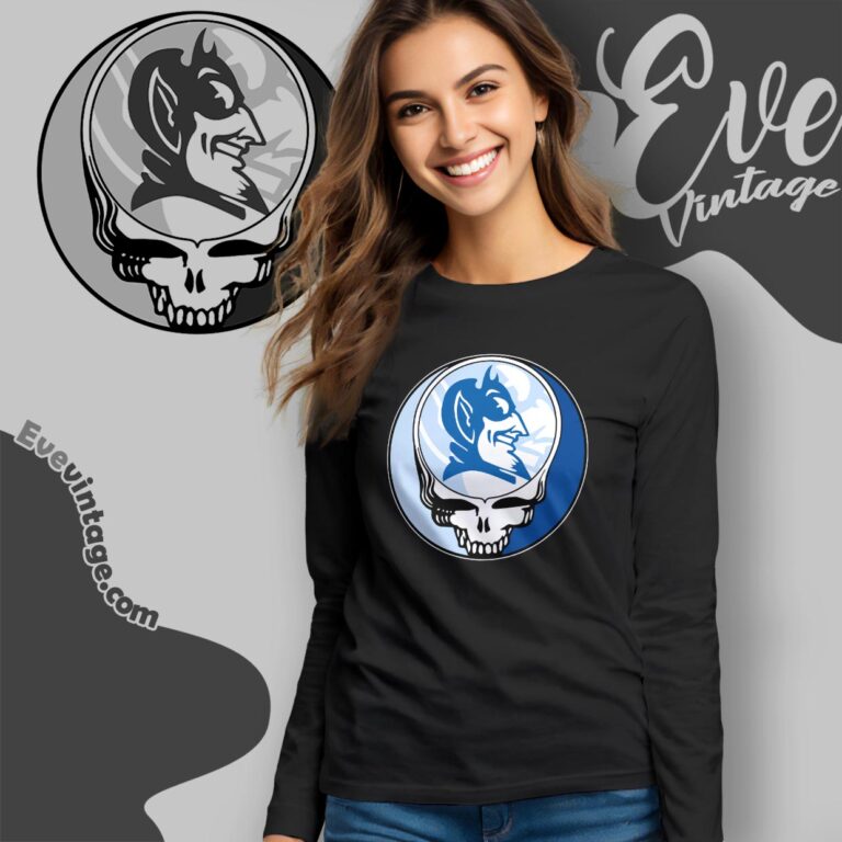 Duke Blue Devils Steal Your Face Stealie Shirt Long Sleeve Tee Duke Blue Devils Steal Your Face Stealie Shirt Long Sleeve Tee