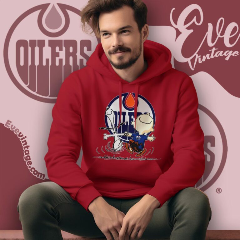 Edmonton Oilers Charlie Brown Snoopy Happy Dancing Shirt Hoodie Edmonton Oilers Charlie Brown Snoopy Happy Dancing Shirt Hoodie