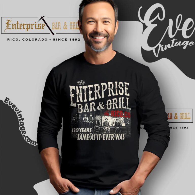 Enterprise Bar & Grill Shirt Rico Colorado Dive Bar Long Sleeve Tee Enterprise Bar & Grill Shirt Rico Colorado Dive Bar Long Sleeve Tee