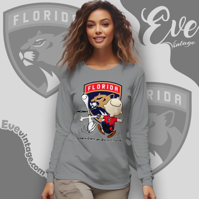 Florida Panthers Charlie Brown Snoopy Happy Dancing Shirt Long Sleeve Tee Florida Panthers Charlie Brown Snoopy Happy Dancing Shirt Long Sleeve Tee