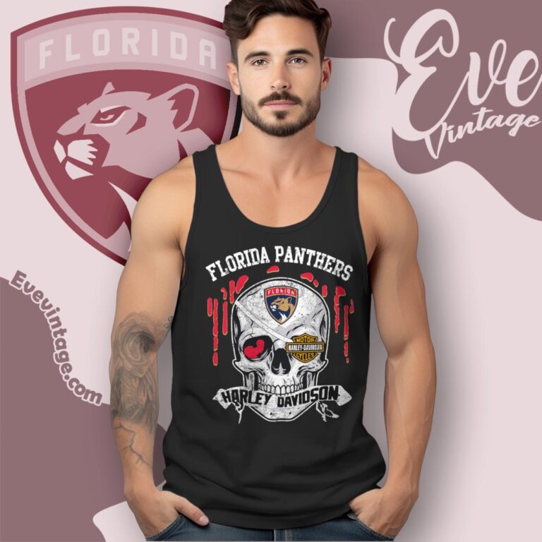 Florida Panthers Harley Davidson Skull Shirt Tank Top Racerback Florida Panthers Harley Davidson Skull Shirt Tank Top Racerback