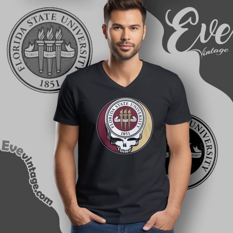 Florida State University Steal Your Face Grateful Dead Shirt V Neck TShirt Florida State University Steal Your Face Grateful Dead Shirt V Neck TShirt