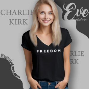 Freedom Charlie Kirk True American Hero Red Shirt V Neck TShirt