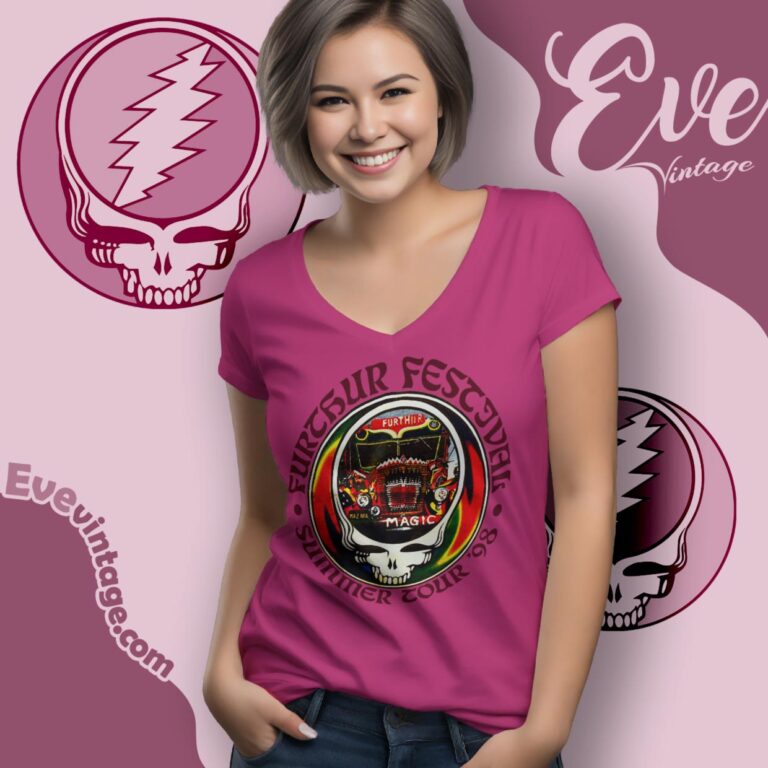Furthur Festival 1998 Shirt Magic Bus Steal Your Face V Neck TShirt Furthur Festival 1998 Shirt Magic Bus Steal Your Face V Neck TShirt