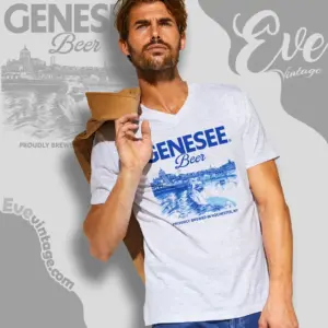 Genesee Beer high Falls Rochester Ny Vintage V Neck TShirt