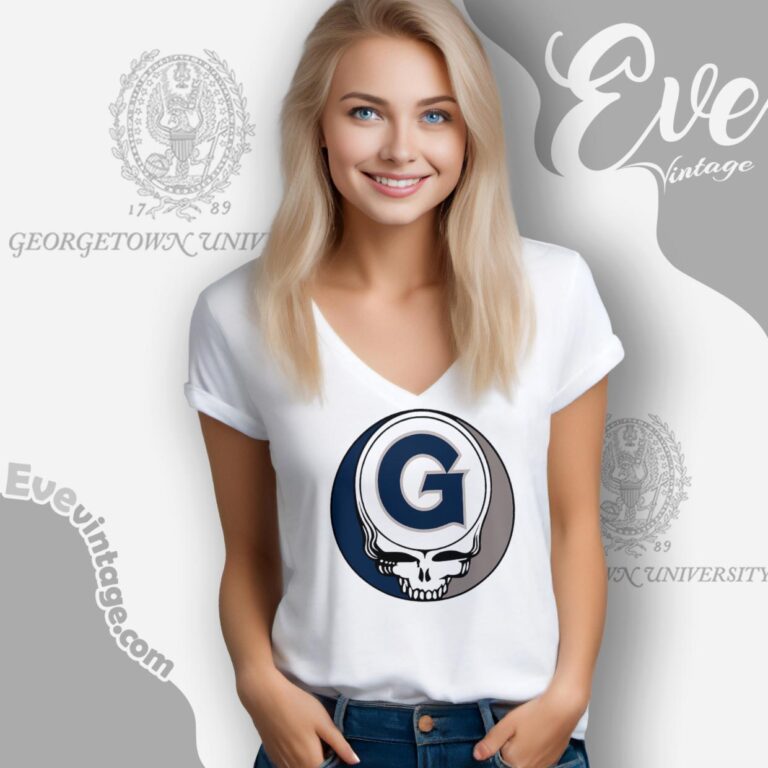 Georgetown University Steal Your Face Grateful Dead Shirt V Neck TShirt Georgetown University Steal Your Face Grateful Dead Shirt V Neck TShirt