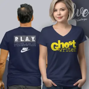 Ghost Writer Yellow Gold Logo V Neck TShirt