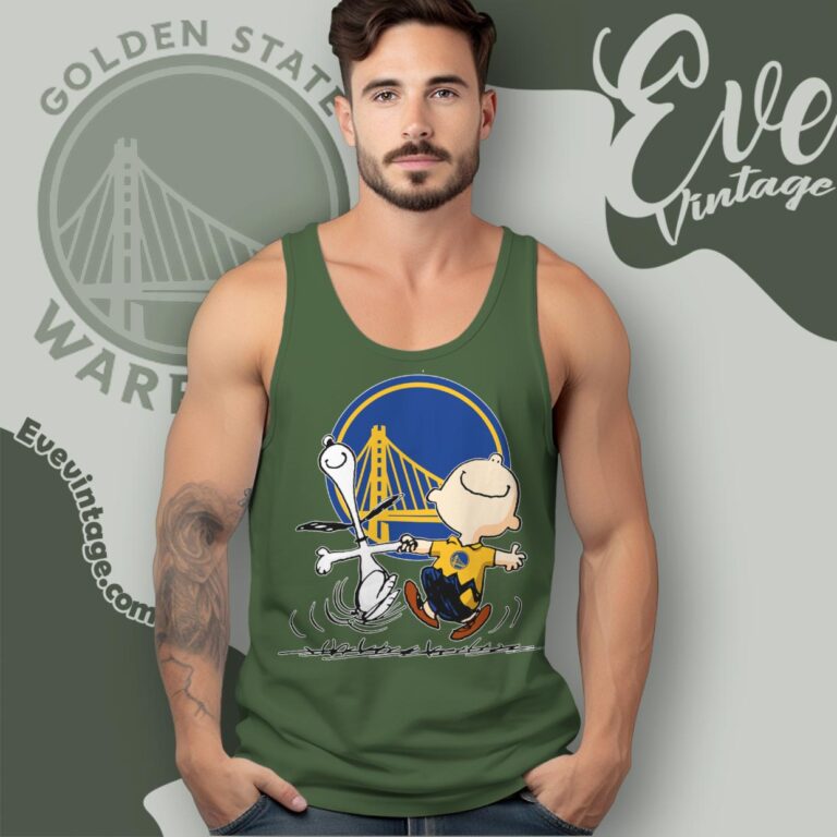 Golden State Warriors Charlie Brown Snoopy Happy Dancing Shirt Tank Top Racerback Golden State Warriors Charlie Brown Snoopy Happy Dancing Shirt Tank Top Racerback