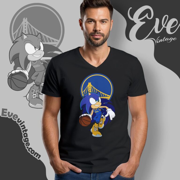 Golden State Warriors Sonic The Hedgehog Shirt V Neck TShirt Golden State Warriors Sonic The Hedgehog Shirt V Neck TShirt
