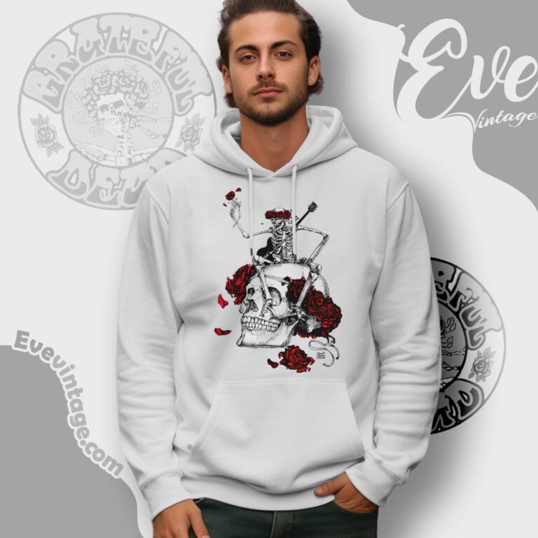 Grateful Dead 1985 Vincent Perez Skeleton Roses Shirt Hoodie Grateful Dead 1985 Vincent Perez Skeleton Roses Shirt Hoodie
