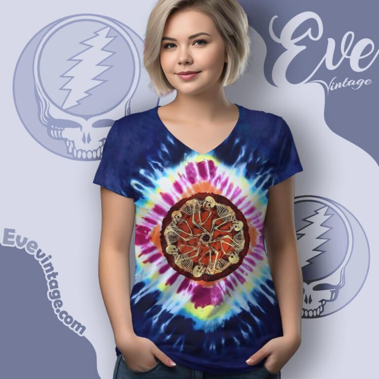 Grateful Dead 1987 Fall Tour Tie dye V Neck TShirt Grateful Dead 1987 Fall Tour Tie dye V Neck TShirt