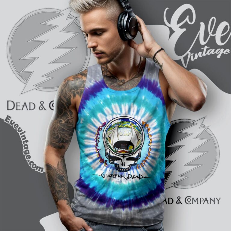 Grateful Dead 1990 Shoreline Amphitheatre Tie dye Tank Top Racerback Grateful Dead 1990 Shoreline Amphitheatre Tie dye Tank Top Racerback