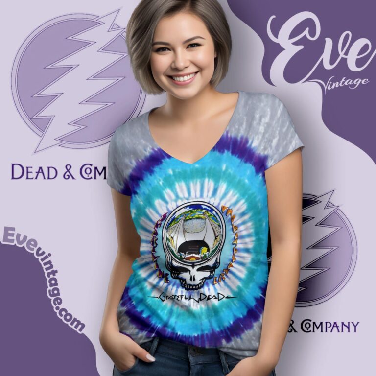 Grateful Dead 1990 Shoreline Amphitheatre Tie dye V Neck TShirt Grateful Dead 1990 Shoreline Amphitheatre Tie dye V Neck TShirt
